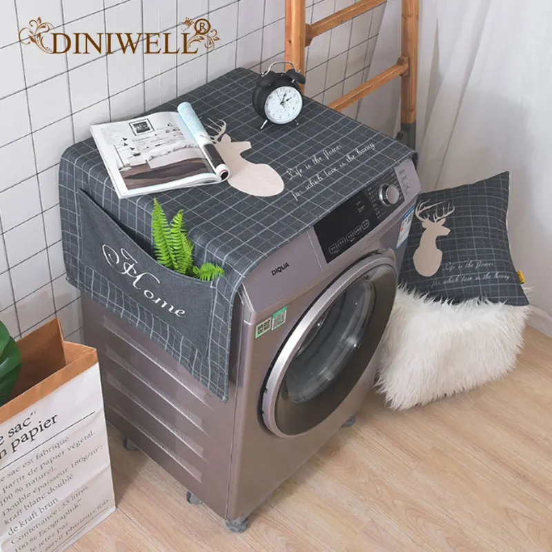Topwon Fridge Dust Cover/Washing Machine Top Cover Green Universal Sunscreen Cover with Storage Bag