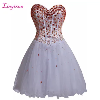 

Linyixun Real Photo Short Cocktail Dresses 2017 Masquerade Ball Gown Prom Dresses Special Occasion Party Homecoming Dresses