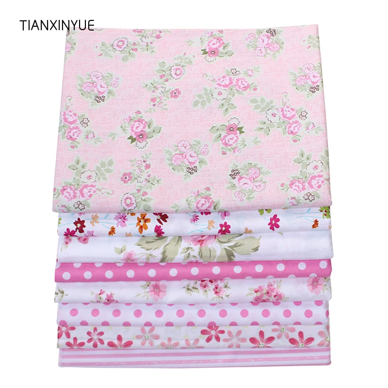 

TIANXINYUE Twill yard fabric Cotton Fabric Patchwork Pink Floral Tissue Cloth DIY Quilting Sewing Sheets Dress Material
