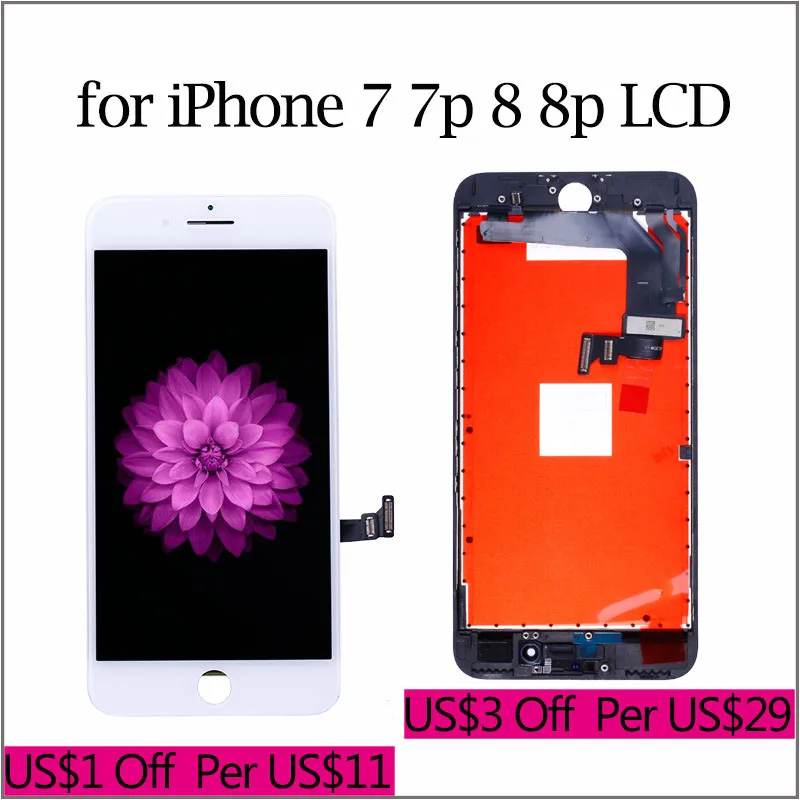

AAA++ Quality LCD For iPhone 7 Display Touch Digitizer Screen Assembly Replacement Module for iPhone 8plus Black and White Color