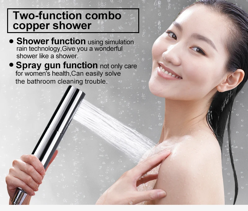 hm With Switch Hand Shower Head Brass Pressure Rain&Pulse Spray Gun Super Supercharged Bathroom Detachable Washable Shower Head (1)