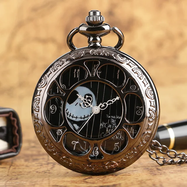 Retro Steampunk Tim Burtons Nightmare Before Christmas Hollow Quartz Pocket Watc Retro Steampunk Tim Burtons Nightmare Before Christmas Hollow Quartz Pocket Watc