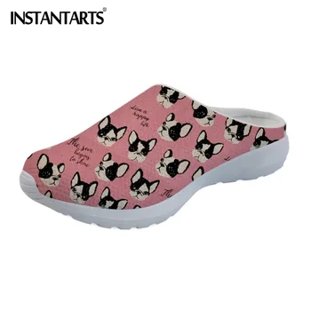 

INSTANTARTS French Bulldog Terrier Printing Women Casual Slippers Light Weight Mesh Beach Sandal Breathable Summer Slipper Lady