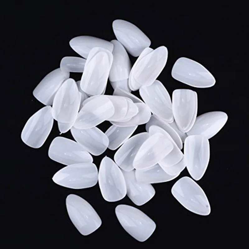 

600 Pcs Long Oval Sharp Shape False Finger Nail Tips Salon French Acrylic Fake Nails Design DIY Nail Art Tool QRD88