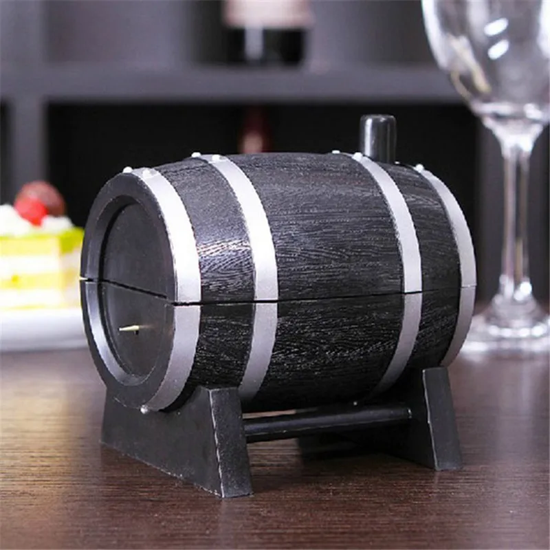 Wine Barrel Plastic Automatic Toothpick Box Toothpick Container