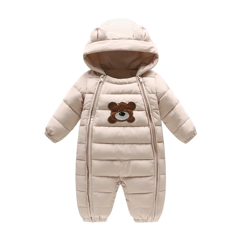 Детские зимние комбинезоны; толстый теплый комбинезон с милым рисунком медведя; Верхняя одежда с капюшоном для мальчиков и девочек; зимний комбинезон унисекс; детская одежда; CL5541 - Цвет: Khaki