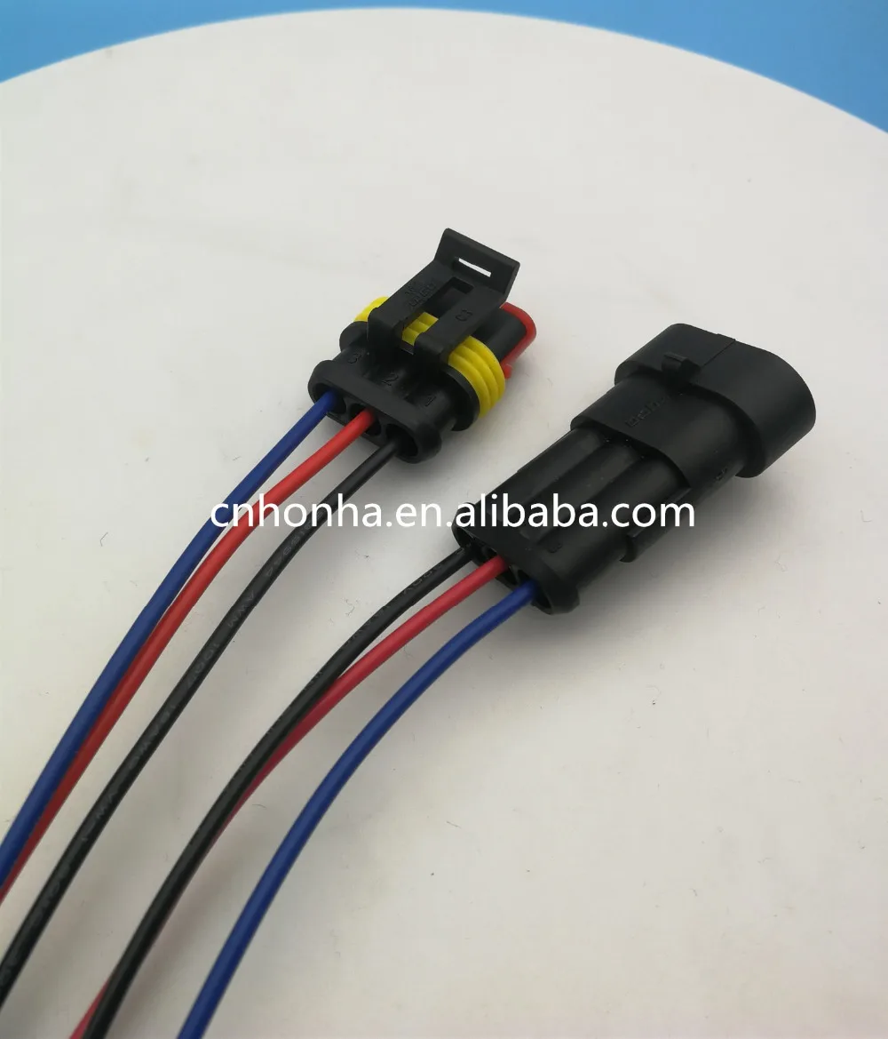 

Free shipping Tyco Amp 3 Way Female Male ip67 Car Waterproof Electrical Wire harness Connector 282087-1 282105-1