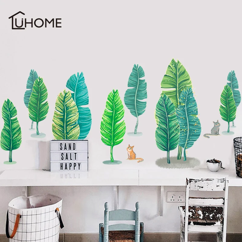 

DIY Large Green Tree Leaf Wall Art Decal Fresh Romantic Style Wall Sticker for Kids Room Living Room Decoration 120x55cm