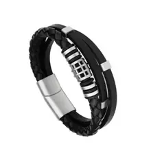 Новое поступление, браслет из нержавеющей стали и браслет, мужской Браслет-манжета, многослойная кожаная цепочка для мужчин, женская мода, ювелирные изделия