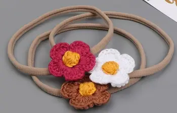 

24pcs/lot,Newborn Cotton Crochet Flower Nylon Headband,Princess Girls Flower Headbands,Children Kids Girl's Hair Accessories