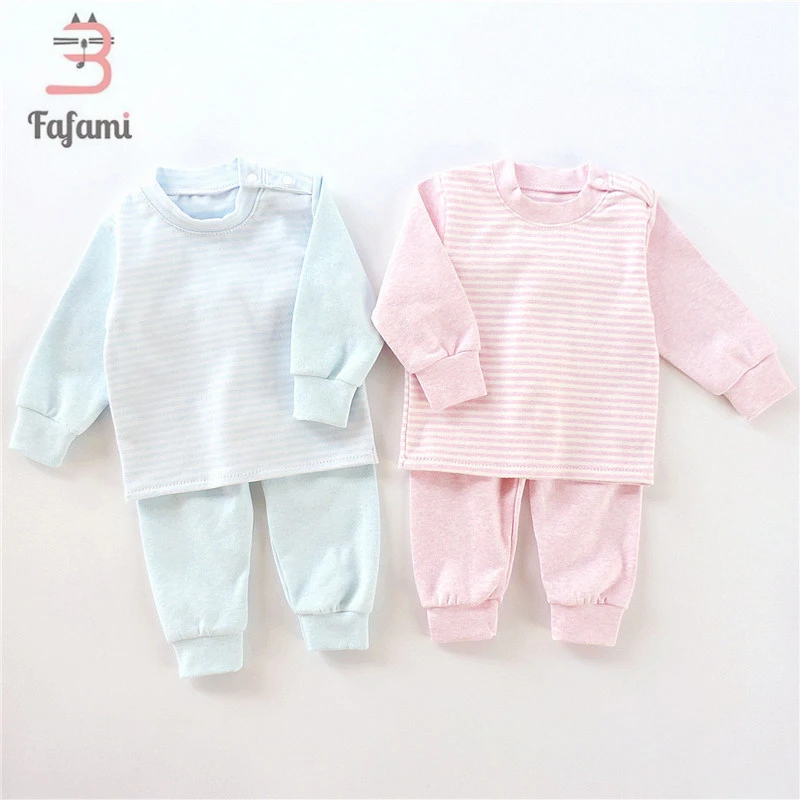 Baby clothing set combed cotton for Newborn babies girl boy colthes bebek kids costume Baby summer clothes Blue Pink striped