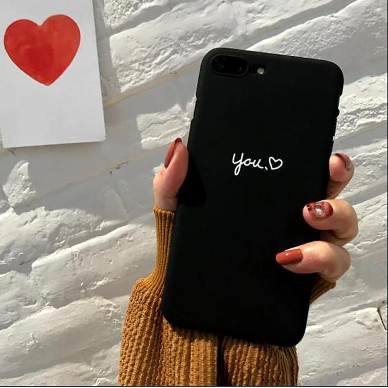 MYSUN Pink Me Black You love Heart shape Lovers PC жесткий чехол для телефона Fundas Coque для iphone 6 S 7 7Plus 6 S 6Plus 8 8Plus X