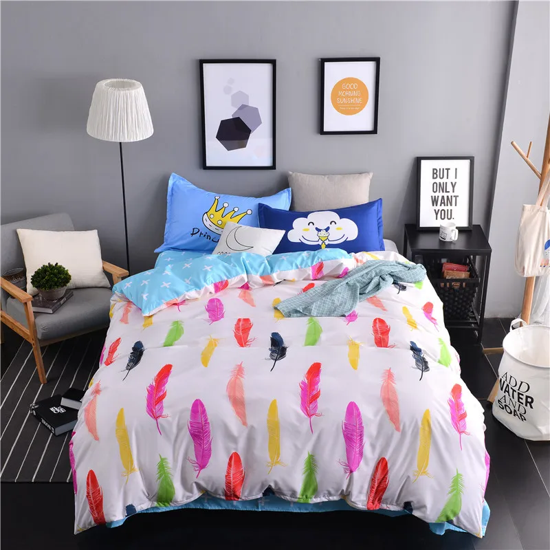 Wewish Water Color Feather Bedding Sets Duvet Cover Set Twin Queen