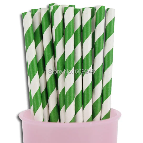 100pcs Colors Decorative Party Green Paper Straws on 100