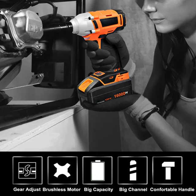Cordless Electric Impact Wrench Drill 320n M 20v 16000mah Battery Cordless Electric Impact Wrench Drill 320n M 20v 16000mah Battery Lithium Ion Brushless Tool Nut Torque Set