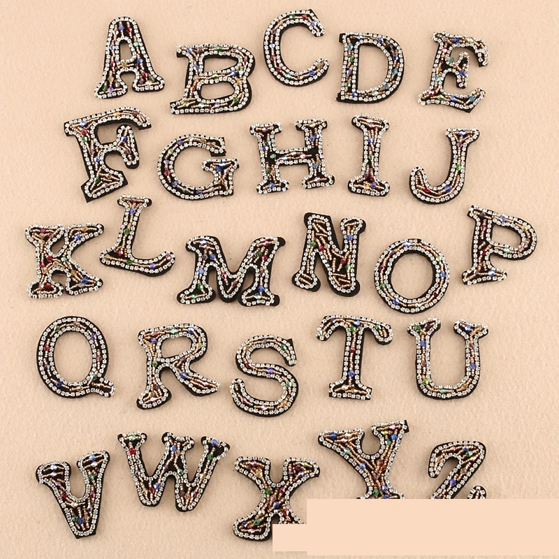

1PC Rhinestone English Alphabet Letter Mixed Embroidered Iron on Patch for Clothing Badge Paste for Clothes Bag Pant Shoes
