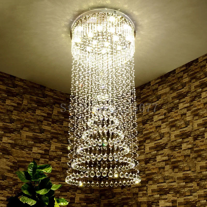 

DHL Living room spiral crystal chandeliers Dia1000*H2300mm hotel hall led ceiling light villa crystal chandeliers JF1296