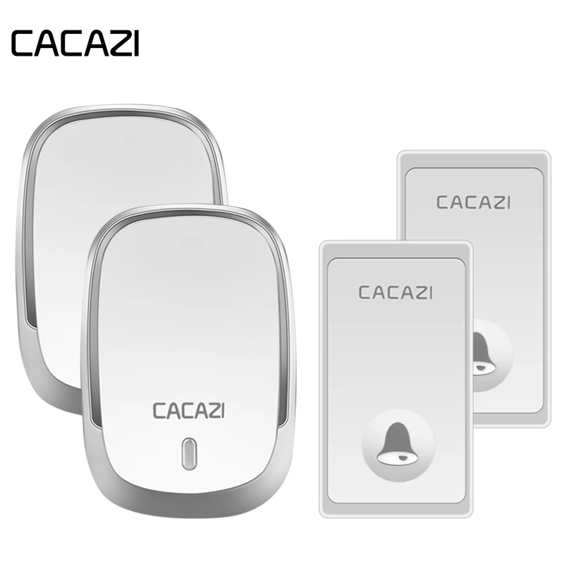 

CACAZI Self-Powered Waterproof Wireless Doorbell No Battery Button Home Cordless Bell LED Light US EU Plug Receiver 36 Rings