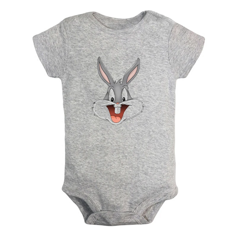 

Cartoon Rabbit Cute Bugs Bunny and Black Cat Arrogant Duck Design Newborn Baby Outfits Jumpsuit Print Infant Bodysuit Clothes