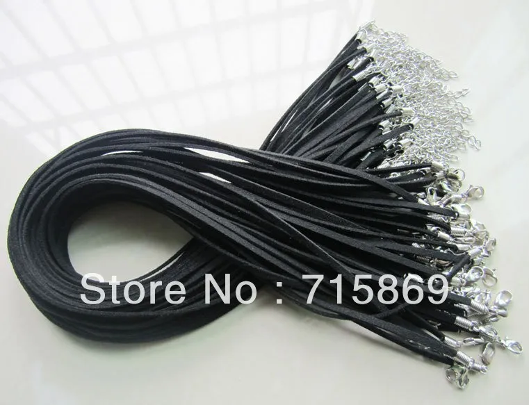 

Free Shipping 100Pcs /lot adjustable black 2.5mm suede leather necklace cords spring findings finish end