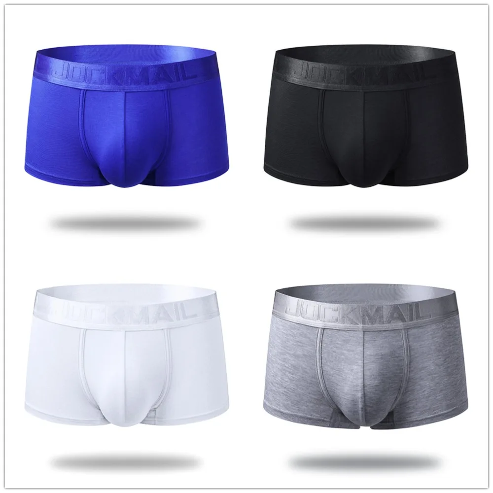 

JOCKMAIL 4PCS/Lot Men Underwear Boxer Shorts Trunks Modal Sexy Men Underwear Boxers U Convex Man Underpants Gay Male Panties