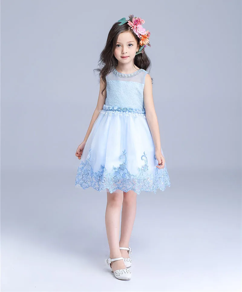 

Amazing TUTU Style Girl Wedding Dress Pearls with Super Appliques Kids Party Dresses for Girls roupas infantis menina 3-12 Years