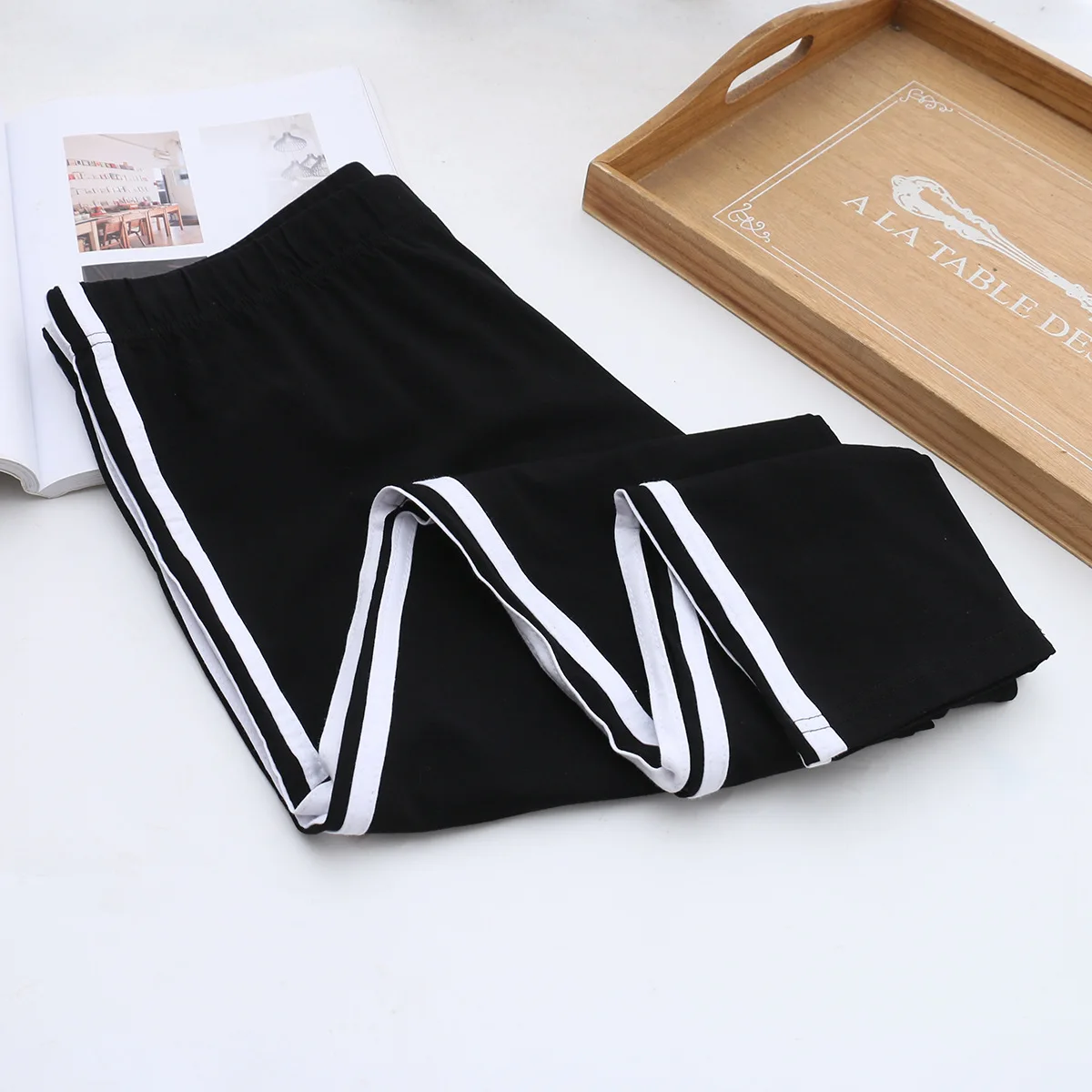 Striped Leggings Women Plus Size 3 4 5 6 XL Casual Cotton Slim Skinny Bodycon Leggings Black QYL217 Leggings