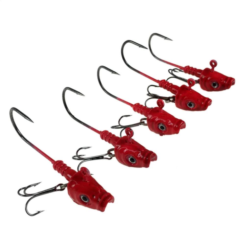 5 Pcs/Lot Jig Head Fishing Hooks 3D Eye Treble Hooks For Bass Fishing