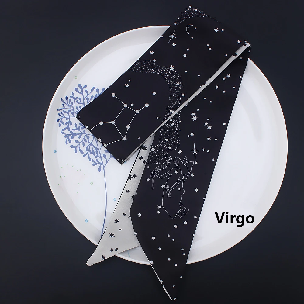 Twelve constellation саржевая шелковая маленькая лента, завязанная сумка, лента для волос, повязка-шарф, сумка с ручкой, ленты, длинные шарфы