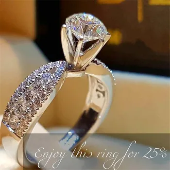 

solitaire Promise Ring Princess Cubic Zirconia 925 Sterling Silver Party Wedding band Rings For Women Valentine's Day Gift