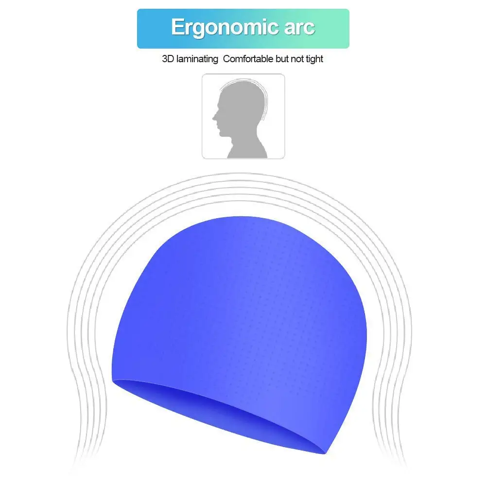Силиконовая шапочка для плавания для женщин, мужчин, взрослых, молодых людей, водонепроницаемая, для купания, для длинных или коротких волос, с 3D эргономичным дизайном