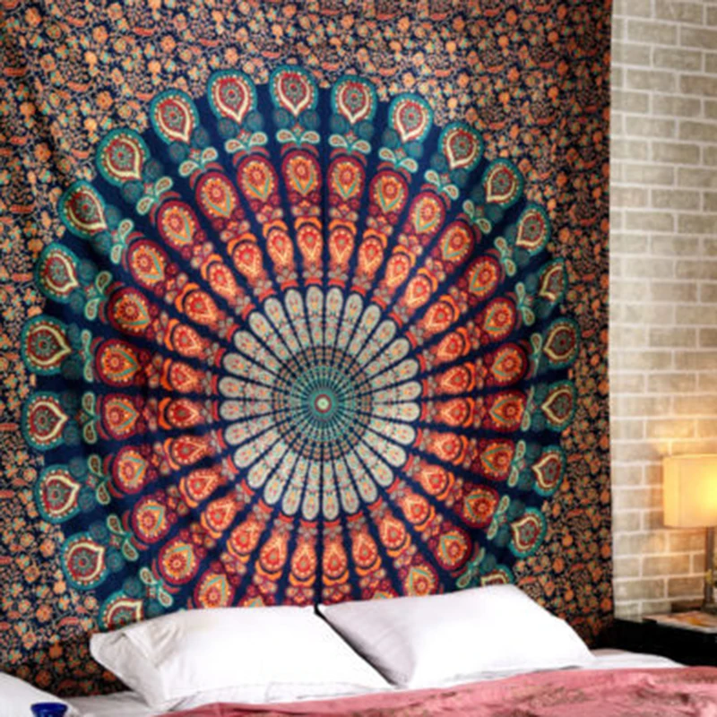 Indian Mandala Tapestry Wall Hanging Bedspread Boho Ethnic Blankets Throw Mats 