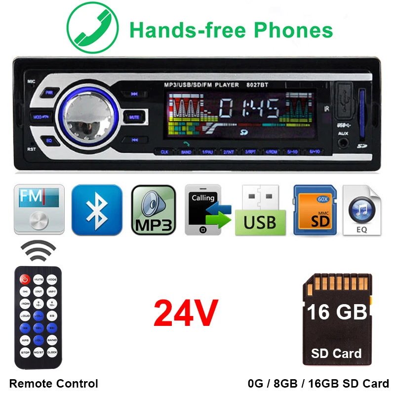Автомагнитола 24 в 1 Din Bluetooth радио SD MP3 плеер Coche Dash Estereo Poste Para Авто аудио стерео Carro