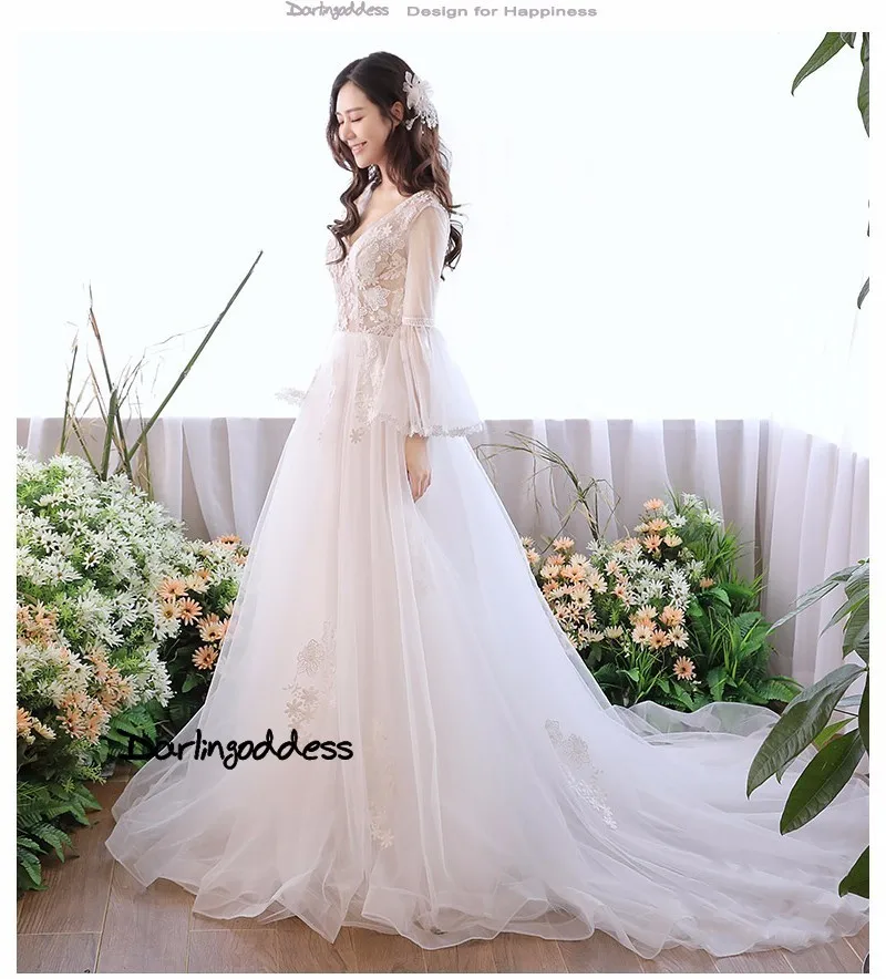 Darlingoddess сексуальные кружевные аппликации пляжные свадебные платья Boho Дешевые V образным вырезом Robe De Mariage Африканские свадебные платья Casamento