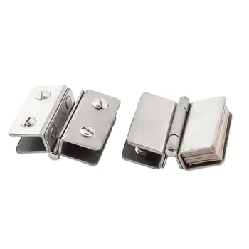 

2x Shower Glass Door Adjustable Double Clamp Hinge Silver