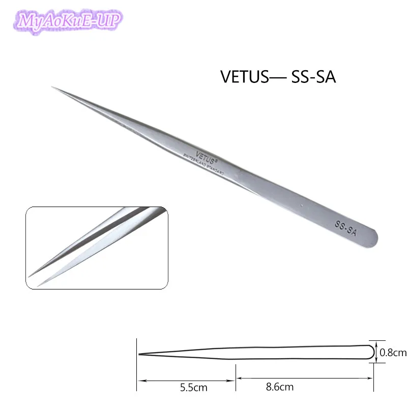 1 шт. SA vetus 6a-sa Пинцет из нержавеющей стали антистатические сверхжесткие высокоточные пинцеты для наращивания ресниц Инструменты