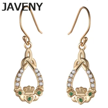 

925 Sterling Silver Emerald Cubic Zirconia Irish Celtics Claddagh Wedding Bridal Earring for Women Birthday Christmas Gifts