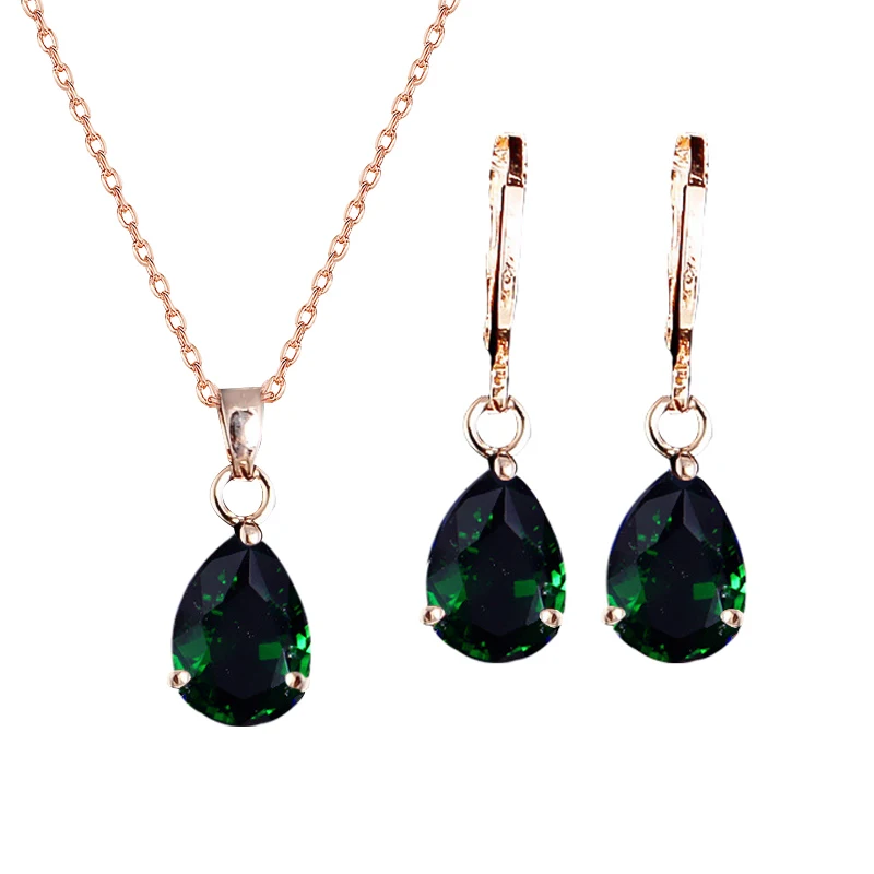 Комплект из колье и серёг с фианитом|earrings set for women|wedding jewelry setsnecklace earring |