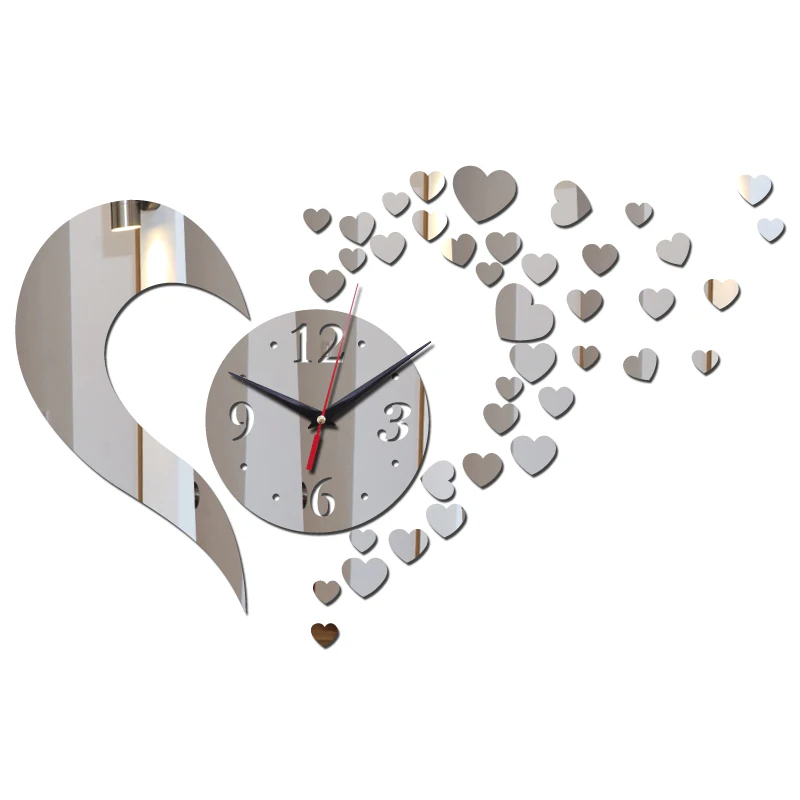 2016 prihod vroče sobe srebro velika cvetna kremena akrilna stenska ura sodoben dizajn luksuzne 3d ogledala ure gledajo brezplačno dostavo