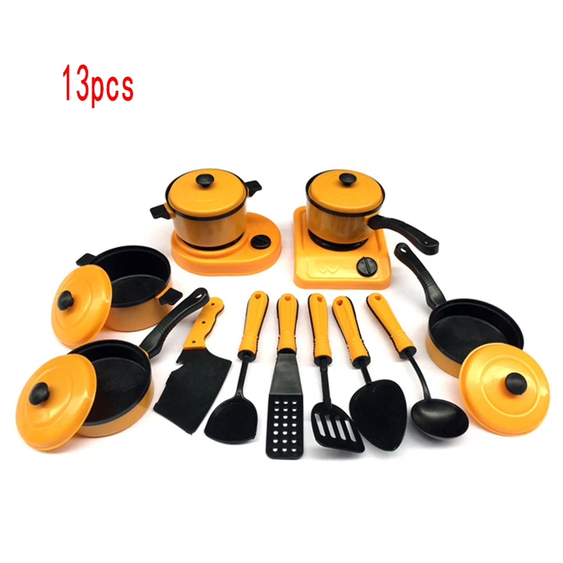 

13pcs/set Kids Pretend Kitchen Simulation Cooking food Toys play Children Kitchen fork pot toys for kids gifts