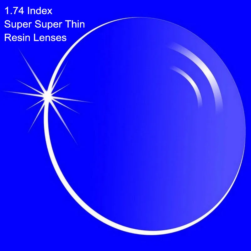 1,74 индекс по рецепту линзы из смолы Асферические стекла линзы для близорукости/дальнозоркости/пресбиопии супер-тонкие с покрытием