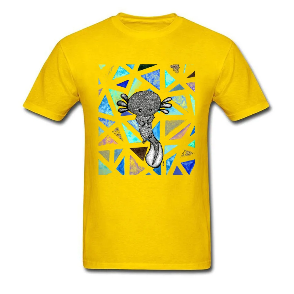 Tops Shirt Sweet Axolotl Summer Retro Printed Short Sleeve Cotton Fabric Round Collar Men's Top T-shirts Printed Tee-Shirt Sweet Axolotl yellow