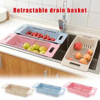 

1 Pcs Convenient Collapsible Over The Sink Colander Dish Fruit Vegetable Strainer Drainer Basket for Kitchen Hogard