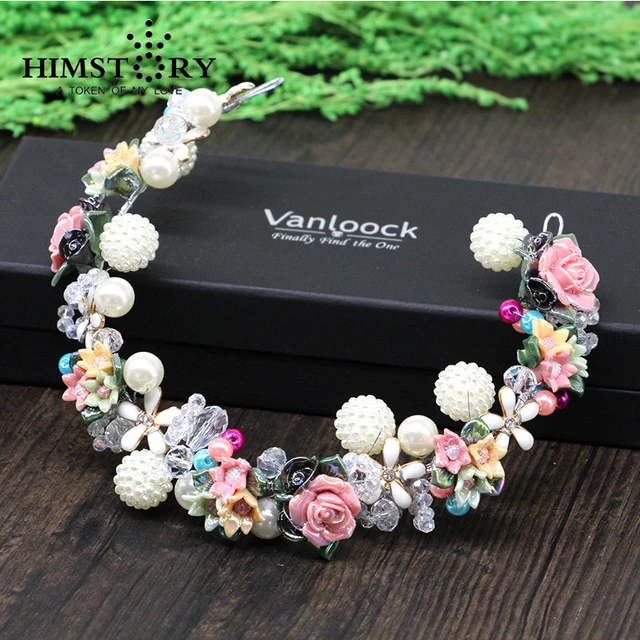 Elegance Handmade Headbands Shell Leaves Soft Headpiece Pearl Elegance Handmade Headbands Shell Leaves Soft Headpiece Pearl Ceramic Flower Bride Wedding Accessories Bridal Hairwear