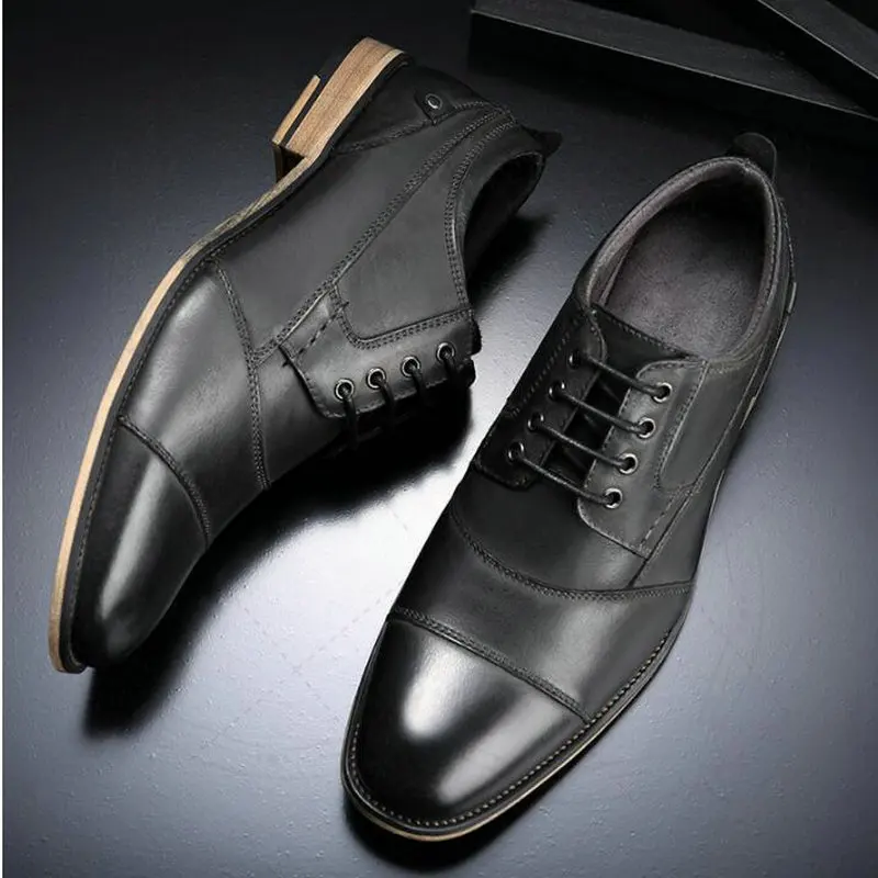 Genuine Leather Lace-up New Men Dress shoes formal shoes men's Handmade business shoes wedding shoes Big Size 50 A51-94