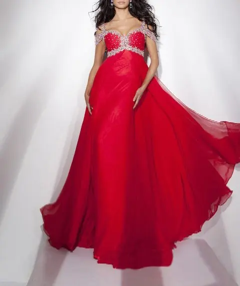 

Chiffon Fabirc Beading and Pleat 100% Handwork noblest Straps Formal Dress OL101892 Free Shipping