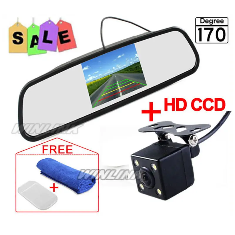 Car Parking Assistance System 4 3 Inch TFT LCD Car Reverse Mirror Rearview Monitor 4 LED