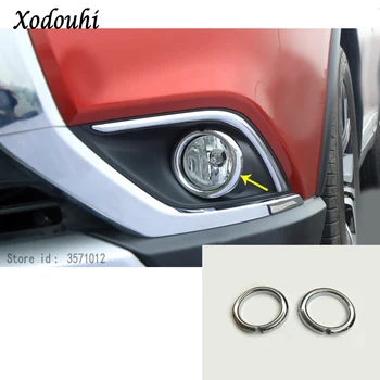 

For Mitsubishi Outlander 2016 2017 2018 2019 Car Body Front Fog Light Lamp Detector Frame Stick ABS Chrome Trim Parts 2pcs