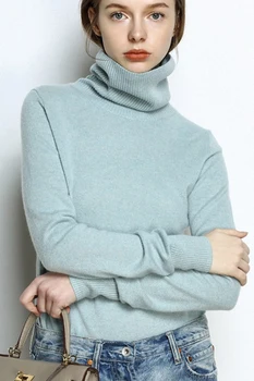 

2019 Women New Cashmere Sweater Autumn and winter High Collar Quality Thick Pullover Warm Female Soft Sweater