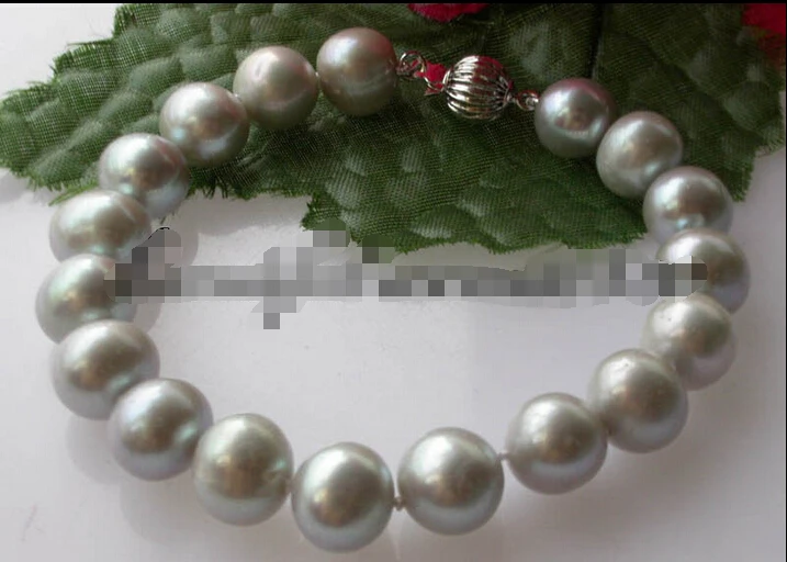 

z1780 8" 11mm round gray freshwater pearl bracelet bangleNoble style Natural Fine jewe Fast (D) SHIPPING
